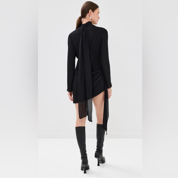 BRANDON MAXWELL $1395 Raina Mini Scarf Neck Draped 100% Silk LBD Dress NWT - Picture 6 of 16